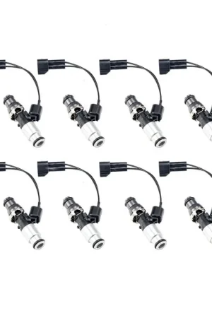 Top Pick Injector Dynamics ID1050X Injectors 14mm (Grey) Adaptor Top Bottom (Silver) Adaptor (Set of 8)