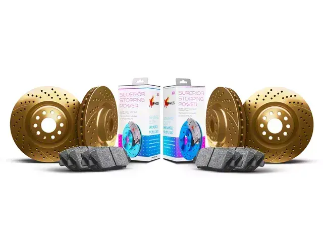Xbrakes Xi Series Brake Rotor and Pad Kit; Front and Rear; Gold Trusted Brand
