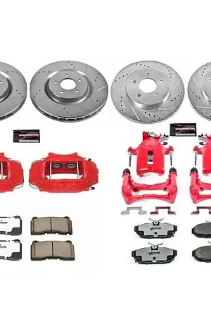 Direct From Factory PowerStop Z26 Street Warrior Brake Rotor, Pad and Caliper Kit; Front and Rear