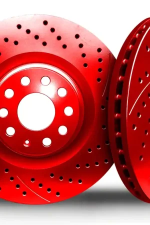 Handmade Xbrakes Xi Series Brake Rotor and Pad Kit; Front and Rear; Red