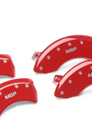 MGP Brake Caliper Covers with MGP Logo; Red; Front and Rear Professional Grade