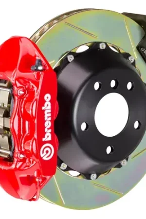 Big Sale Brembo GT Series 4-Piston Rear Big Brake Kit with 15-Inch 2-Piece Type 1 Slotted Rotors; Red Calipers