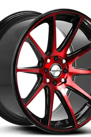 Price Cut 18" Shift Wheels Gear Gloss Black with Candy Red Machined Rims