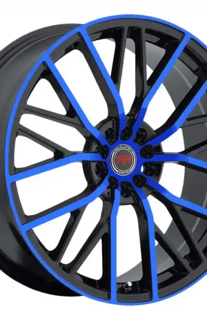 18" Revolution Racing Wheels RR07 Black with Blue Face Rims Wholesale