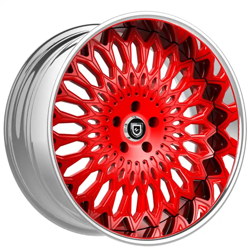 19" Lexani Forged Wheels LF-742 Petrus Rose Red Face with Chrome Lip Rims Big Sale