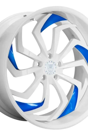 19" Lexani Forged Wheels LF-772 Shadow Gloss White with Candy Blue Accents Rims Buy Today