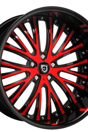 20" Lexani Forged Wheels LF-713 Black with Red Accents and Lettering on Lip Rims Warranty Included