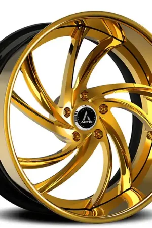 22" Artis Forged Wheels Twister Gold over Chrome Face and Lip Rims Buy Today