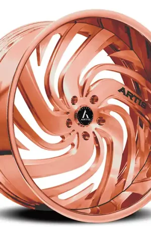 Professional Grade 21" Artis Forged Wheels Fillmore Brushed Rose Gold Face with Rose Gold over Chrome Lip Rims