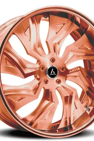 Discount 21" Artis Forged Wheels Buckeye Brushed Rose Gold Face with Rose Gold over Chrome Lip Rims