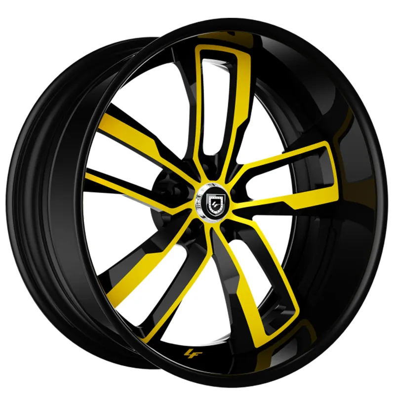 Reduced Price 22" Lexani Forged Wheels LF-760 Valante Black with Yellow Face and Black Lip Rims
