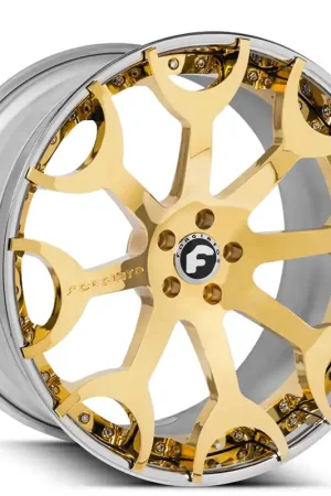 24" Forgiato Wheels Capolavaro-ECL Gold with Chrome Lip Forged Rims Hot Picks