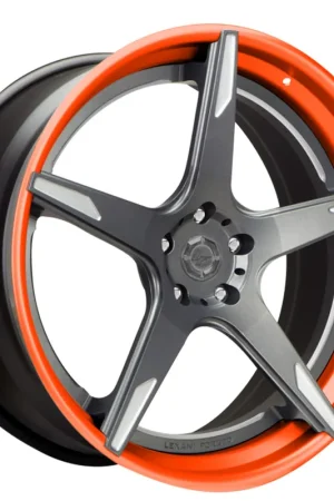 Special Discount 24" Lexani Forged Wheels LZ-103 Gloss Graphite Face with Custom Color Matching Outer Orange Lip Rims