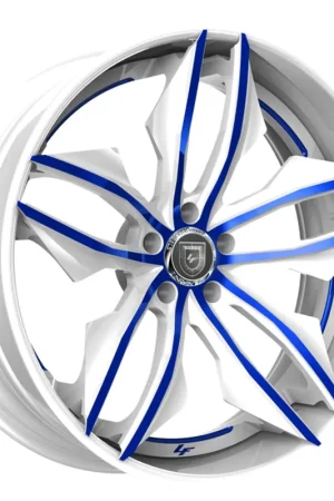 24" Lexani Forged Wheels LZ-754 Fuse Gloss White with Candy Blue Accents Rims Top Pick