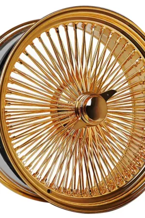 24x10" LA Wire Wheels Standard 204-Spoke Straight Lace American Gold Plating Rims Best Price