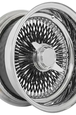 13x7" LA Wire Wheels Reverse 100-Spoke Straight Lace Chrome with Black Spoke Rims Brand New