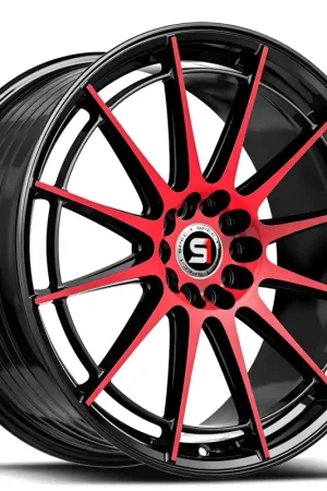 Free Delivery 17" SPEC-1 Wheels SP-64 Gloss Black with Red Machined Rims