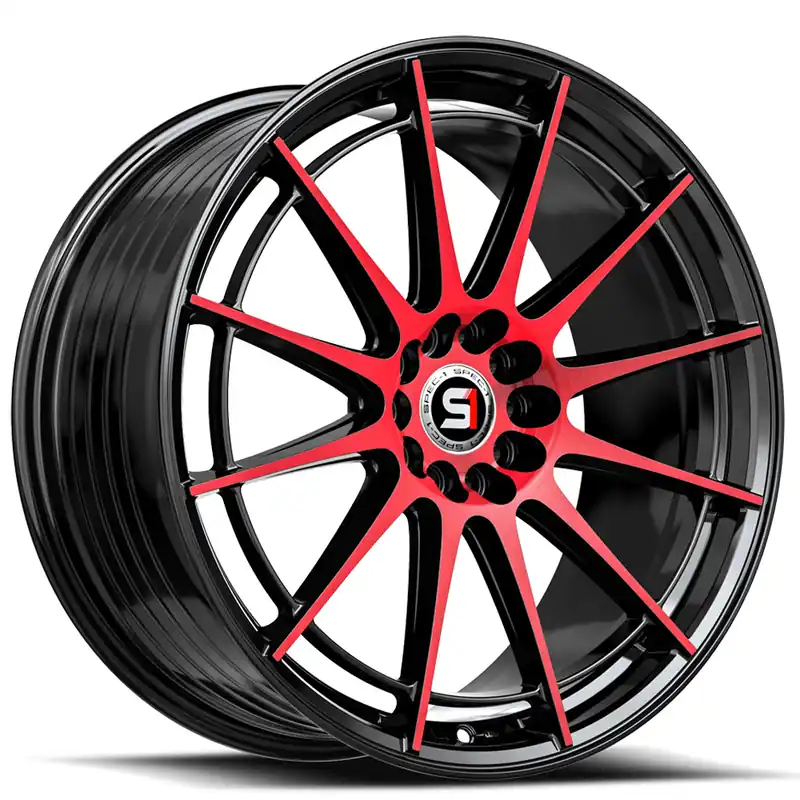 Free Delivery 17" SPEC-1 Wheels SP-64 Gloss Black with Red Machined Rims