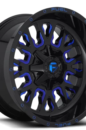 Grab Now 17" Fuel Wheels D645 Stroke Gloss Black with Candy Blue Off-Road Rims