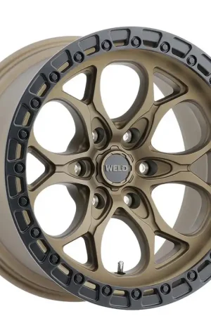 17" Weld Off-Road Wheels Ledge 6 W106 Satin Bronze with Satin Black Ring Rotary Forged Rims Fan Favorite