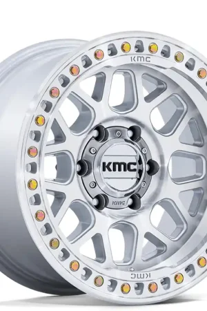 Budget 18" KMC Wheels KM549 GRS Gloss Silver with Machined Face Off-Road Rims