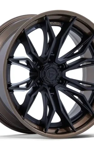 Deal 22" Fuel Wheels FC404 Mutiny Matte Black with Gloss Bronze Lip Off-Road Fusion Forged Rims