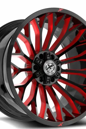 New Release 24" XF Off-Road Wheels XF-237 Gloss Black with Red Milled Rims