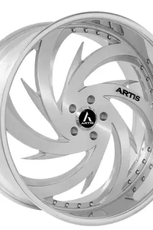 26" Artis Forged Wheels Spada Brushed Silver Face with Chrome Lip Rims Grab Now