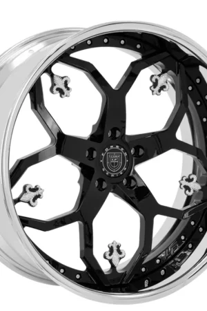 26" Lexani Forged Wheels LF-782 Agia Gloss Black with Crystal Inserts Face with Chrome Lip Rims Next Day Delivery