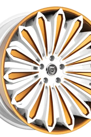 26" Lexani Forged Wheels LZ-757 Crypto White Face with Brushed Gold Accents and Lip Rims In Demand