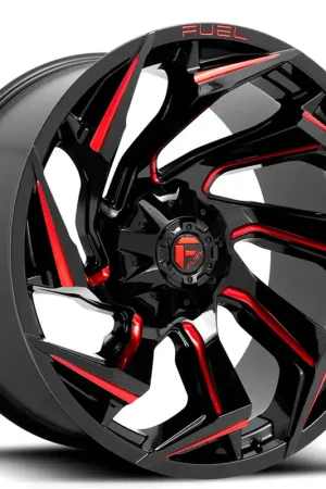 Buy Today 15" Fuel Wheels D755 Reaction Gloss Black with Red Milling Crossover Rims