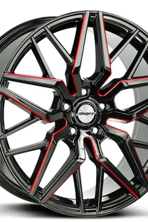 20" Shift Wheels Spring Gloss Black with Candy Red Milled Rims Hot Picks