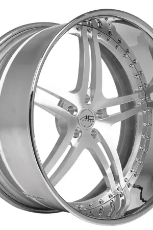 Professional Grade 19" AC Forged Wheels ACF702 Brushed Face with Chrome Lip Three Piece Rims