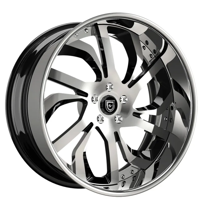 Worldwide Shipping 19" Lexani Forged Wheels LF-738 Regal Brushed Face with High Polished Accents and Chrome Lip Rims
