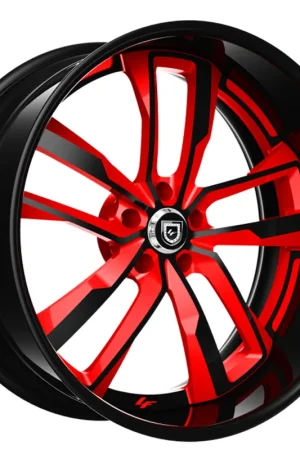 19" Lexani Forged Wheels LF-760 Valante Black with Red Face and Black Lip Rims Final Sale