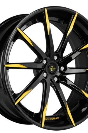 19" Lexani Forged Wheels LZ-101 Gloss Black with Yellow Accents Rims Express Delivery