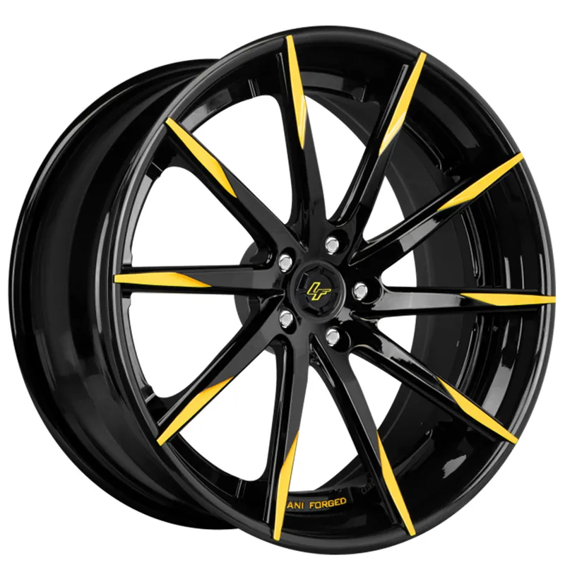 19" Lexani Forged Wheels LZ-101 Gloss Black with Yellow Accents Rims Express Delivery