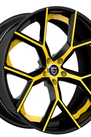 20" Lexani Forged Wheels LZ-739 Macallan Satin Black with Yellow Accents Rims Sale