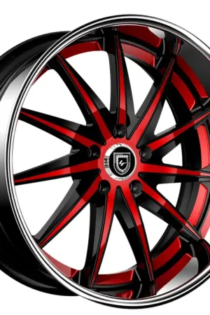 Free Shipping 21" Lexani Forged Wheels LF-751 Topaz Black with Red Accents Face with Chrome Lip Rims