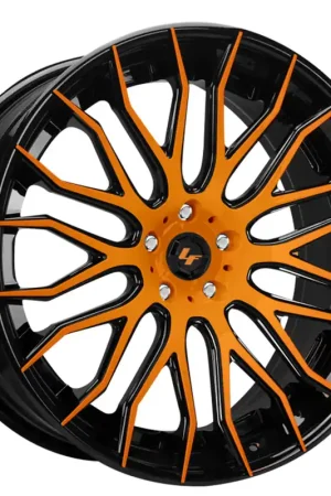 24" Lexani Forged Wheels LZ-104 Gloss Black with Orange Face Rims Crafted