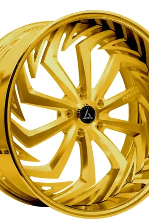 26" Artis Forged Wheels Royal Brushed Gold Face with Gold over Chrome Lip Rims Hassle-Free Returns