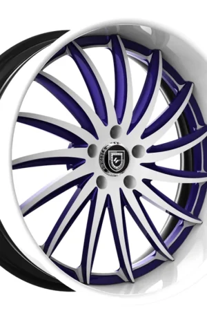 Crafted 26" Lexani Forged Wheels LF-748 Stinger Gloss White with Dark Purple Accents Face with White Lip Rims