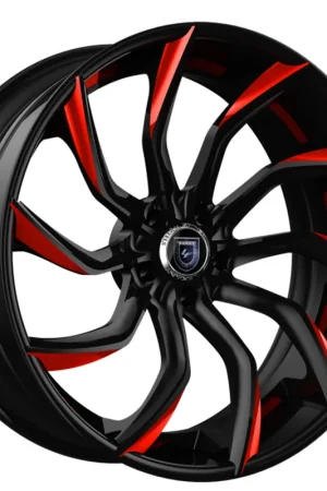 26" Lexani Forged Wheels LZ-753 Matisse Satin Black with Red Tips Rims Clearance