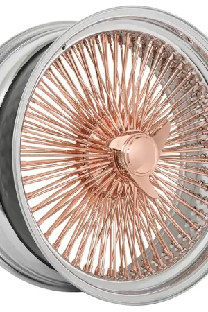 Next Day Delivery 22x8" LA Wire Wheels Standard 150-Spoke Straight Lace Chrome with Rose Gold Center Rims