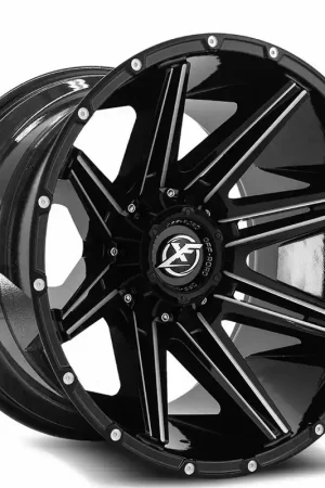 17" XF Off-Road Wheels XF-220 Gloss Black Milled Rims Viral