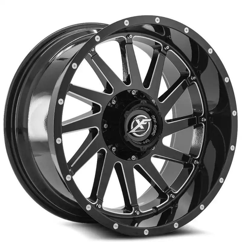 20" XF Off-Road Wheels XF-216 Gloss Black Milled Rims Big Sale