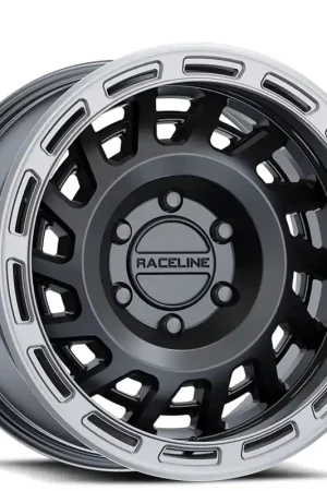 Exclusive Offer 17" Raceline Wheels 957BS Halo Satin Black with Silver Ring Off-Road Rims