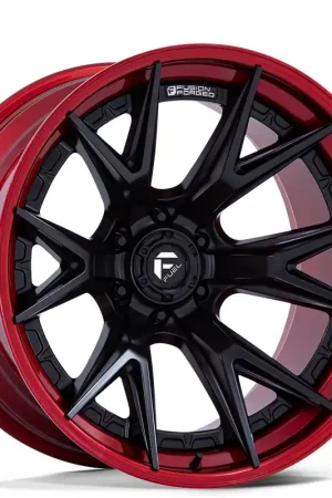 24" Fuel Wheels FC402 Catalyst Matte Black with Candy Red Lip Off-Road Fusion Forged Rims Seasonal Sale