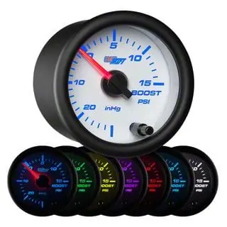 15 PSI Boost/Vacuum Gauge; White 7 Color Crafted