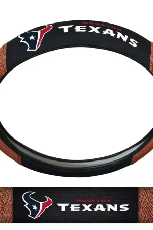 Affordable Grip Steering Wheel Cover with Houston Texans Logo; Tan and Black
